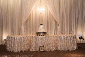 Gold Wedding Cake Backdrop Ta-Dah Events- Peony Photography
