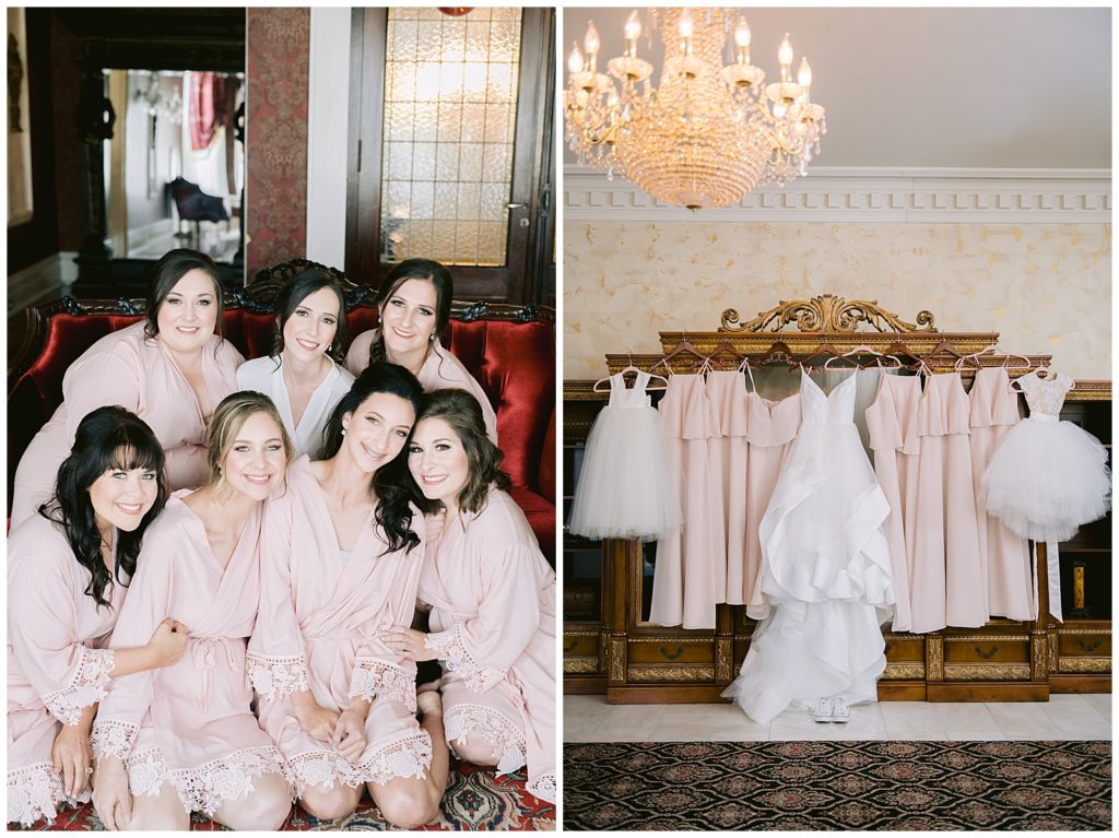 Bridesmaids getting ready robes easy blush New Orleans Photographer